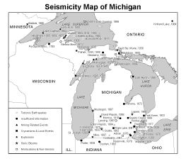 Seismicity Map of Michigan